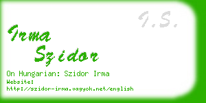 irma szidor business card